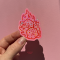 Flammen Würfel Glitzer Sticker
