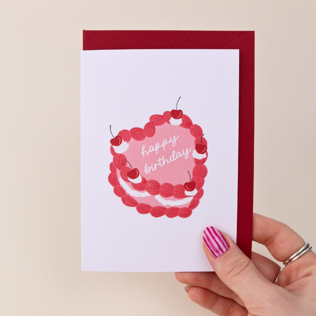 Vintage Cake - Happy Birthday Karte